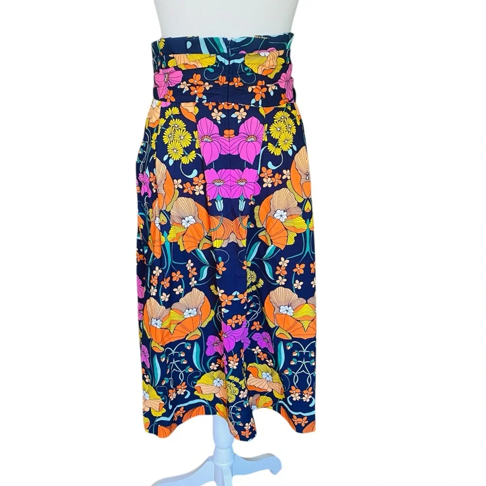 NWT Anthropologie Corey Lynn Calter XS Flowered Paper bag Midi Skirt Pockets - Picture 6 of 9